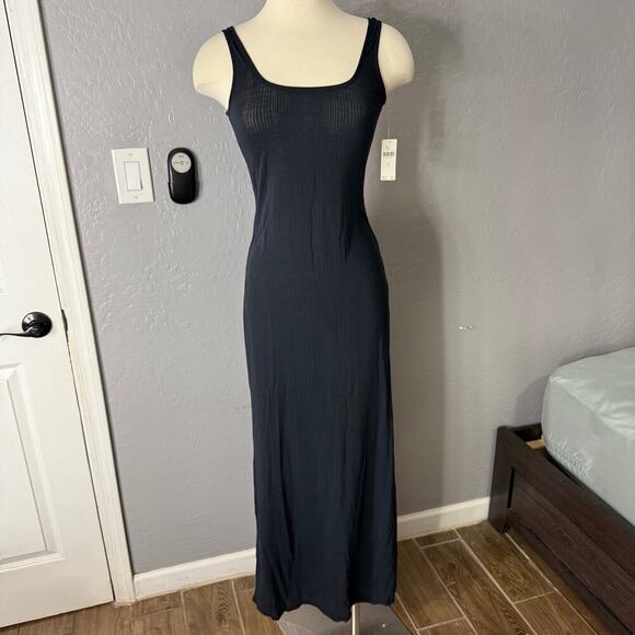 NWT Anthropologie Black Ribbed Knit Maxi Dress Size XS - Picture 1 of 5